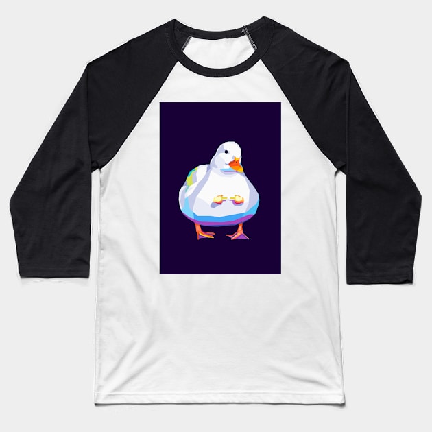 Cute Duck Wpap Pop Art Baseball T-Shirt by Zet Art